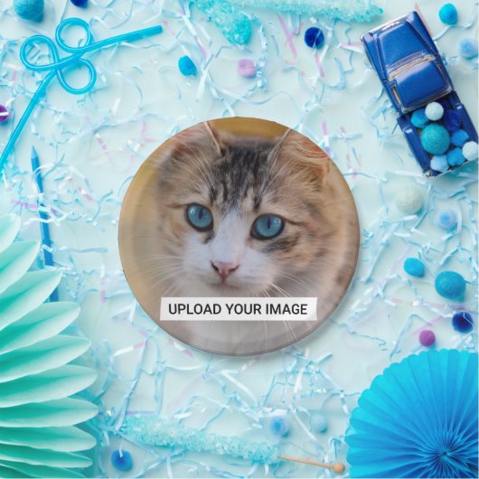 Upload je Cute Cat Photo Papieren Bordje (Feest)