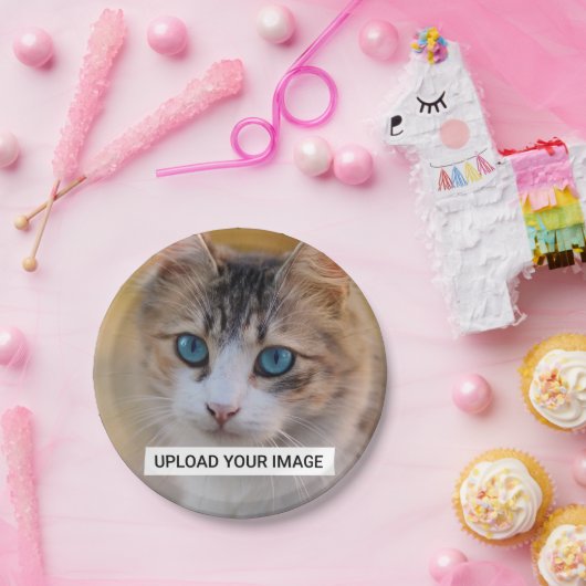 Upload je Cute Cat Photo Papieren Bordje (Feest)
