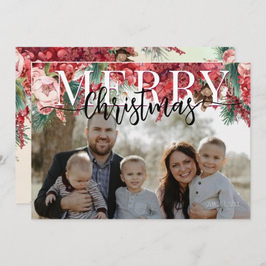 Upload je eigen, doe-het-zelf vrolijke kerst Kaart (Voorkant / Achterkant)