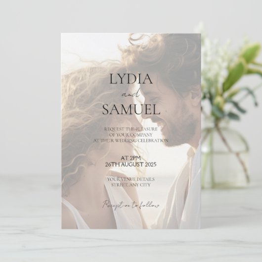 Upload je eigen foto bruiloft uitnodiging (Staand voorkant)