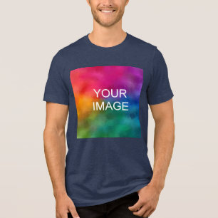 Upload je eigen foto Koop online Mannen Navy Blue Tri-Blend Shirt