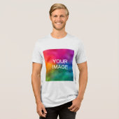 Upload je eigen foto Koop online Mannen Witte Flec Tri-Blend Shirt (Voorkant volledig)