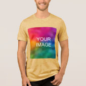 Upload je eigen foto Logo Sjabloon Mannen mosterd Tri-Blend Shirt (Voorkant)