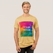 Upload je eigen foto Logo Sjabloon Mannen mosterd Tri-Blend Shirt (Voorkant volledig)