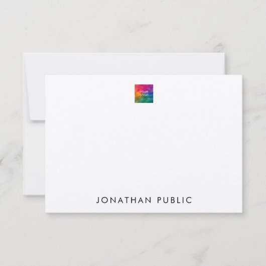 Upload je eigen Logo hier Aangepast gevoel op Ecru Notitiekaartje (Voorkant)