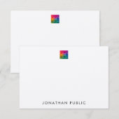 Upload je eigen Logo hier Aangepast gevoel op Ecru Notitiekaartje (Voorkant / Achterkant)