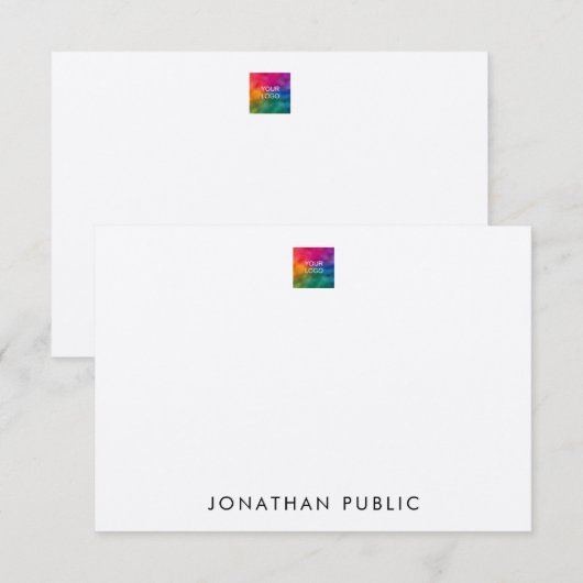 Upload je eigen Logo hier Aangepast gevoel op Ecru Notitiekaartje (Voorkant / Achterkant)