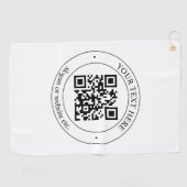 Upload Je Eigen QR-code & Aanpasbare Tekst Golfhanddoek (Horizontaal)