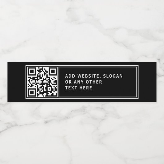 Upload je eigen QR-code & Aanpasbare tekst Waterfles Etiket (Enkel label)