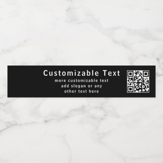 Upload je eigen QR-code & bewerkbare tekst Waterfles Etiket (Enkel label)