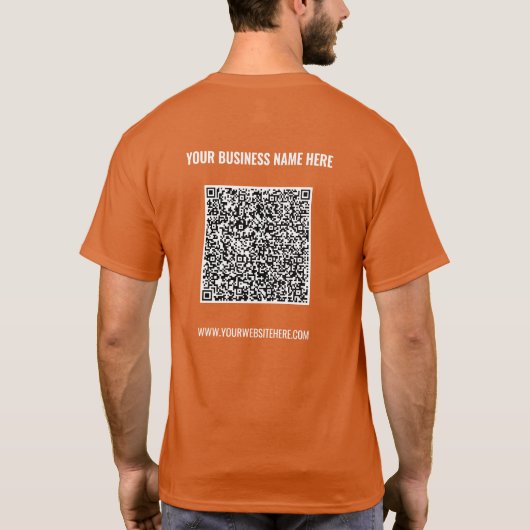 Upload je eigen QR-code business T-shirt voorbeeld (Achterkant)