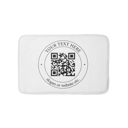 Upload je eigen QR-code en aanpasbare tekst Badmat (Voorkant)