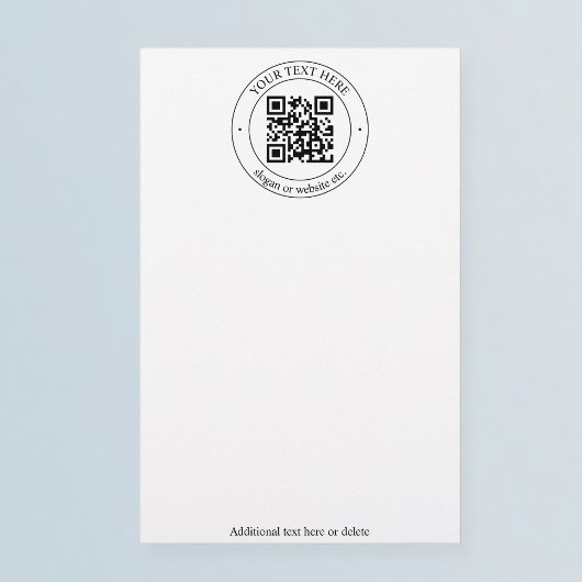 Upload je eigen QR-code en aanpasbare tekst Briefpapier