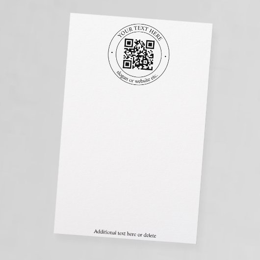 Upload je eigen QR-code en aanpasbare tekst Briefpapier