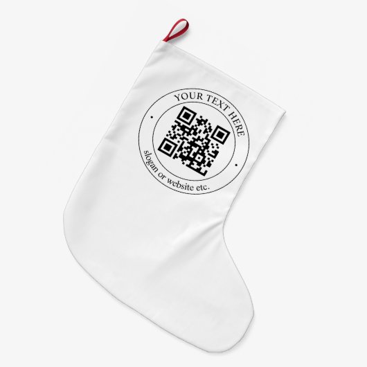 Upload je eigen QR-code en aanpasbare tekst Grote Kerstsok (Voorkant (Hangend))