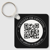 Upload je eigen QR-code en aanpasbare tekstsleutel Sleutelhanger (Voorkant)