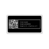 Upload je eigen QR-code Zwart grijs retouradres Etiket (Voorkant)