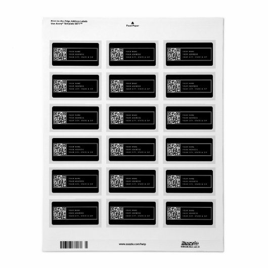 Upload je eigen QR-code Zwart grijs retouradres Etiket (Full Sheet)