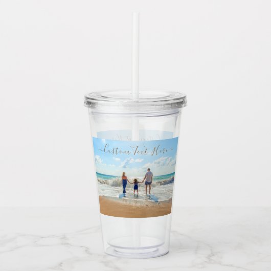 Upload je foto Aangepaste tekst Acrylcylinder Acryl Drinkbeker (Voorkant)