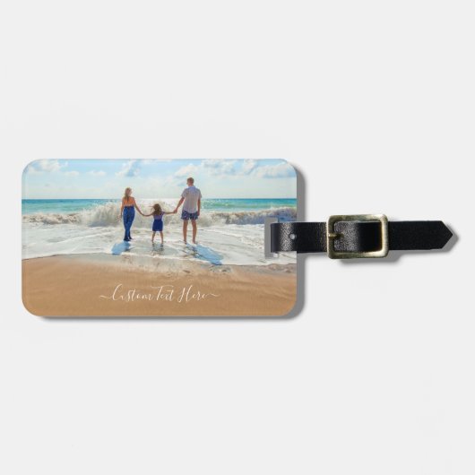 Upload Je Foto Bagage Label Gepersonaliseerde Teks (Voorkant horizontaal)