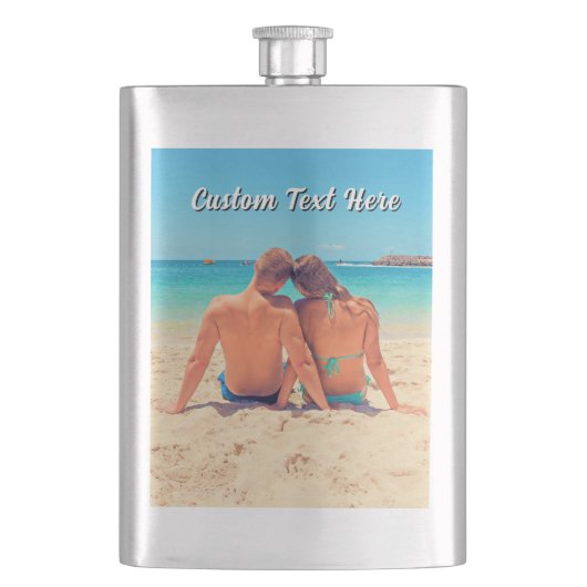 Upload Je Foto Flask Geschenk Voeg Tekst Naam Toe Flacon (Voorkant)