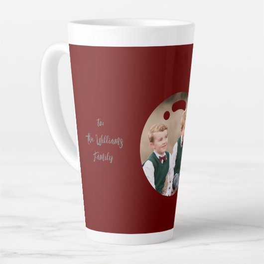 Upload je foto in een kerstabel latte mok (Linkerhoek)