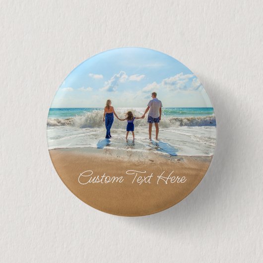 Upload je foto knop Gepersonaliseerde tekst naam Ronde Button 3,2 Cm (Voorkant)
