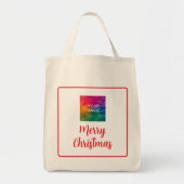 Upload je foto of zakelijke Logo Vrolijk Kerstfees Tote Bag (Voorkant)