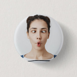 Upload je grappige gezichtsfoto selfie  ronde button 3,2 cm