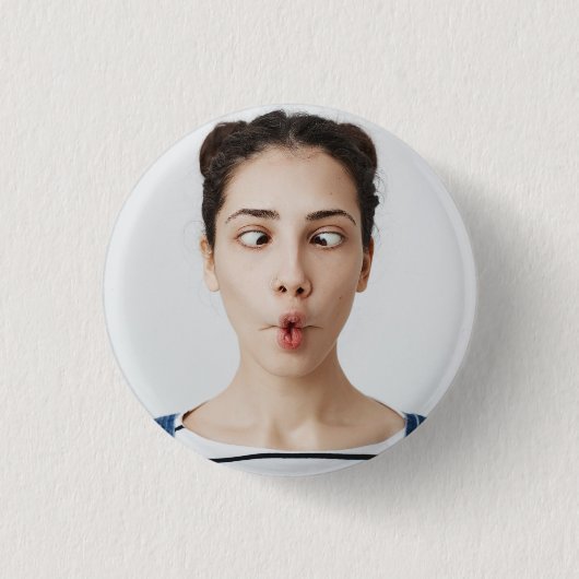 Upload je grappige gezichtsfoto selfie ronde button 3,2 cm (Voorkant)