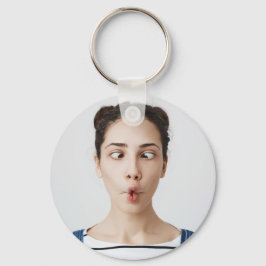 Upload je grappige gezichtsfoto Selfie Sleutelhanger