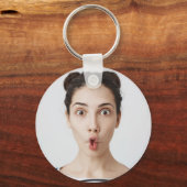 Upload je grappige gezichtsfoto Selfie Sleutelhanger (Achterkant)