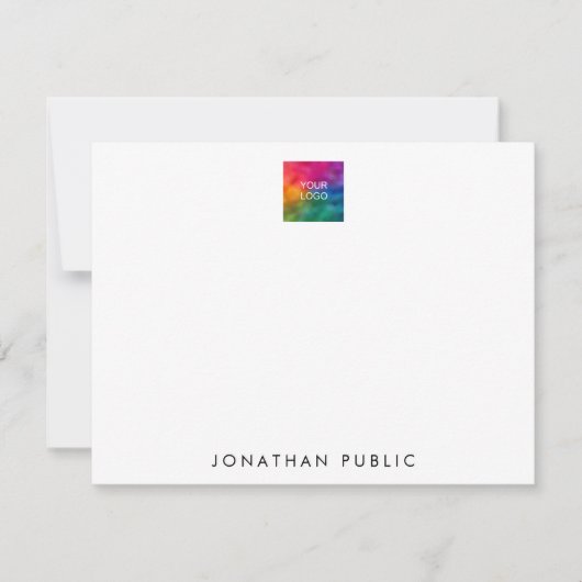 Upload je logo Aangepaste naam modern minimalistis Notitiekaartje (Voorkant)