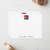 Upload je logo Aangepaste naam modern minimalistis Notitiekaartje (Voorkant / Achterkant in situ)