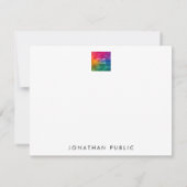 Upload je logo Aangepaste naam modern minimalistis Notitiekaartje (Achterkant)