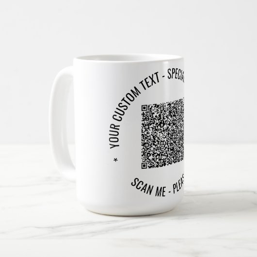 Upload je QR-code Aangepaste tekst mok (Voorkant links)
