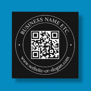 Upload je QR-code en aanpasbare tekst Zwart Vierkante Visitekaartje