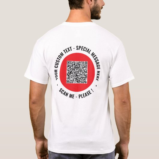 Upload je QR-code merk T-shirt Voeg tekst info toe (Achterkant)