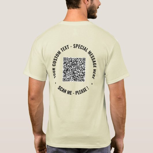 Upload je QR-code Promotie T-shirt Voeg tekst toe (Achterkant)