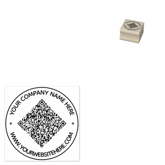 Upload je QR-code Ronde Stempel Voeg tekst naam in (Gestempeld)