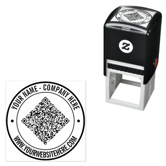 Upload je QR-code Voeg aangepaste tekst Rond Stemp Zelfinktende Stempel (In situ)