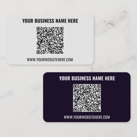 Upload je QR-code Zakelijke Kaarten Voeg tekstinfo Visitekaartje (Voorkant / Achterkant)