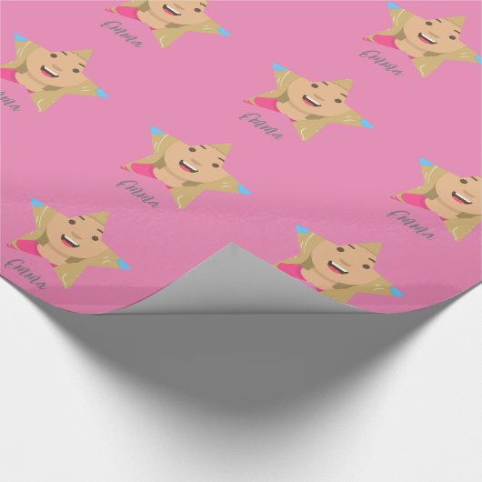 Upload je Superstar Star-vormpatroon Kerstmis Cadeaupapier (Hoek)