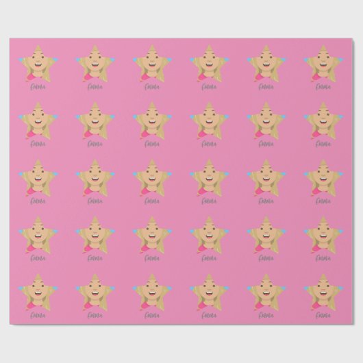 Upload je Superstar Star-vormpatroon Kerstmis Cadeaupapier (Vlak)