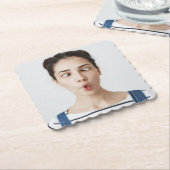 Upload Jouw Grappige Gezicht Foto Selfie Kartonnen Onderzetters (Gebogen)