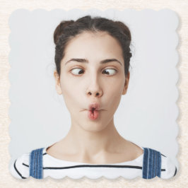Upload Jouw Grappige Gezicht Foto Selfie Kartonnen Onderzetters