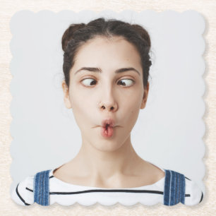 Upload Jouw Grappige Gezicht Foto Selfie Kartonnen Onderzetters