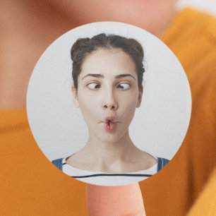 Upload Jouw Grappige Gezicht Foto Selfie Ronde Sticker