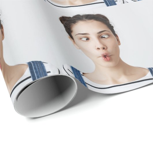 Upload Jouw Grappige Gezichtsfoto Selfie Cadeaupapier (Rol Hoek)