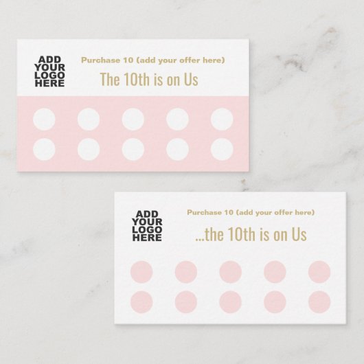 Upload Logo 10 Salon Stamp Punch Customer Loyalty (Voorkant / Achterkant)